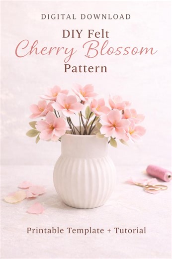 DIY Felt Cherry Blossom Pattern | Printable Felt Flower Template | Sakura Craft Tutorial | Felt Flower Bouquet Pattern | Digital Download - Etsy
