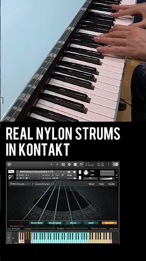 This nylon KONTAKT guitar strums for you