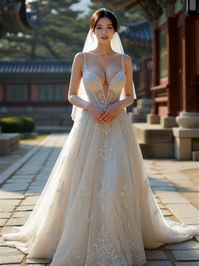 Beautiful Korean bride in wedding dress, She is beautiful in white like an angel. #koreanbride #bride #weddingdress