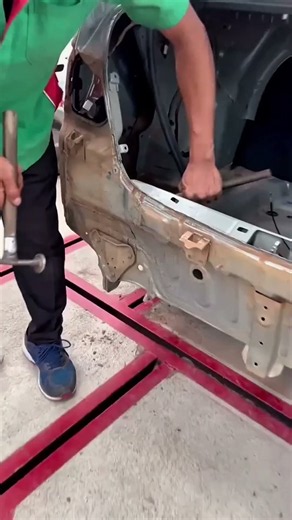 Satisfying Auto Body Frame Pulling & Dent Repair! 🚗🔨 #shorts #carrepair #autobody #mechanic #viral