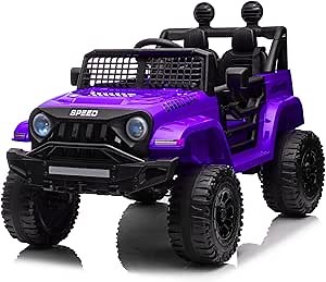 12V Battery Powered Kids Ride On Car with Remote Control, Button Start, Swing Button, Mp3, Power Wheels Electric Vehicles Electric Car for Kids 3+Years Old (Purple)