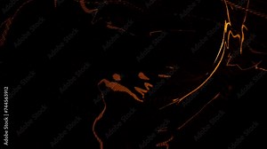 Abstract loop glow yellow liquid diffusion blast movement on black background. psychedelic hypnotic holographic turbulence moving and changing reflection and lights. 4K 3D seamless looping.