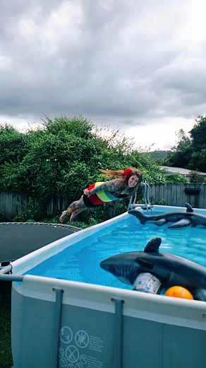 Summer Fun with Inflatable Shark in Pool