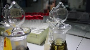 Laboratory glassware, Different colour test tubes with plug