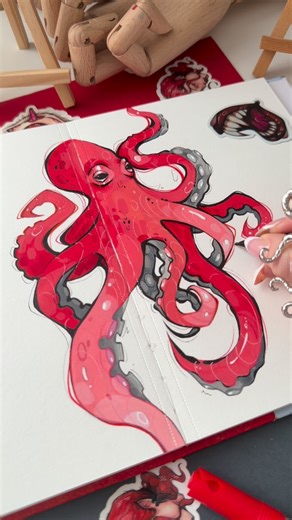 Kalinina🎨 on Instagram: "Who should I draw? Give me some ideas!🙀🐙 #art #style #artist #draw #octopus"