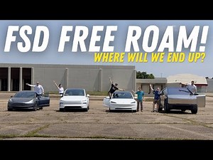Free Roam FSD! Four Tesla Self-Driving Cars Engaged w/ No Destination
