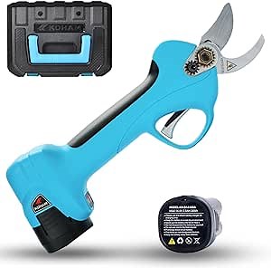 KOHAM Professional Cordless Electric Pruning Shears with 2pcs Backup Rechargeable 2Ah Lithium Battery Powered UL Compliant Tree Branch Pruner, 25mm (1 Inch) Cutting Diameter, 6-7 Working Hours (Blue)