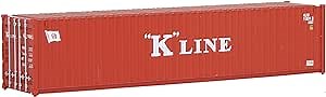 Walthers SceneMaster 40' Corrugated Container-K-Line (red, White) 949-8153 HO Scale Model Railroad - Freight Model