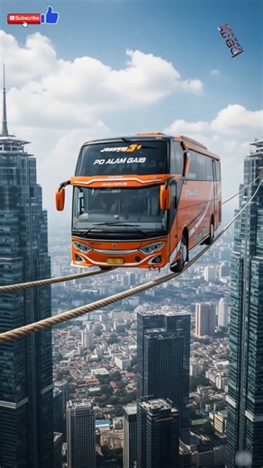 Unusual Action, bus runs on rope