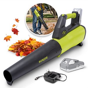 Sun Joe 24-Volt Cordless Turbine Jet Blower Kit, 100 mph, 350-CFM, 2.0-Ah Battery & Charger