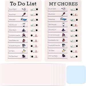 2 Pack Chore Chart for Kids, Reusable Sliding Chore Chart - My Chores and to Do List Board Equipped with 10 Additional Blank Cards for Efficient Task Management and Planning