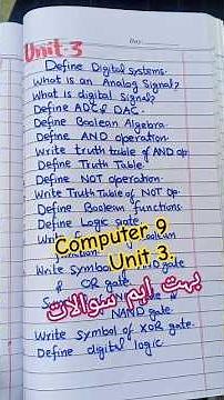 Computer Science Class 9 | Chapter 3 Digital System | Important Short Questions | Exam 2025–26