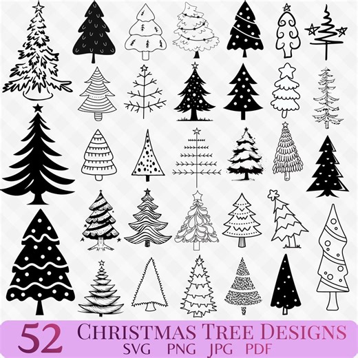 Christmas Tree SVG Bundle, Festive Clipart Designs (digital Download) - Etsy