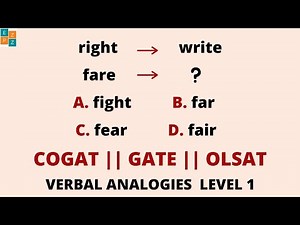 VERBAL ANALOGIES LEVEL 1 || COGAT || GATE || OLSAT || JOB APTITUDE TEST
