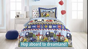Dream Factory Kids 5-Piece Complete Bed Set Easy-Wash Super Soft Microfiber Comforter Bedding, Twin, Blue Rugby Stripe, (2D872701BL)
