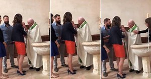 VIDEO: Sacerdote golpea a bebé durante bautizo