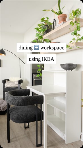 alexandra gater on Instagram: "the perfect solution for small-space living = the IKEA Billy Bookcase… with a collapsible desk!! style it with two chairs to create a dining space, and easily transform it into your workspace for all your office needs ✨🧑‍💻"