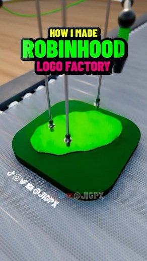 Jigar Patel on Instagram: "How I made Robinhood logo factory 📈💵🤑 #animation #3d #c4d #bts"