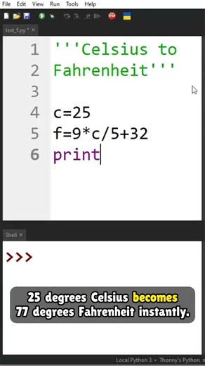 Convert Celsius to Fahrenheit in Seconds with Python! 🌡️#PythonProgramming #TemperatureConversion