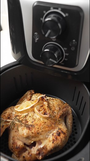 A whole (baby) chicken in an Air Fryer? You can with the Defy Air Fryer. Rub a skinned baby chicken with your favourite herbs and spices. Set temperature to 180 degrees celcius. Turn halfway and cook till done. | Defy