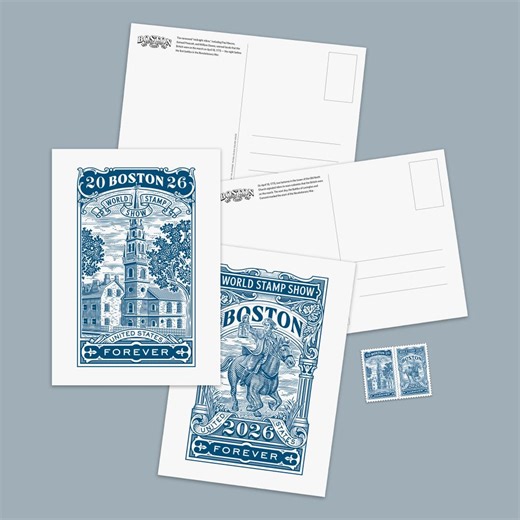 Boston 2026 World Stamp Show Oversized Postcards (set of 2) — Stamps Forever