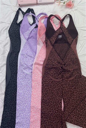 Leopard Print Flared Workout Bodysuit for Active Women