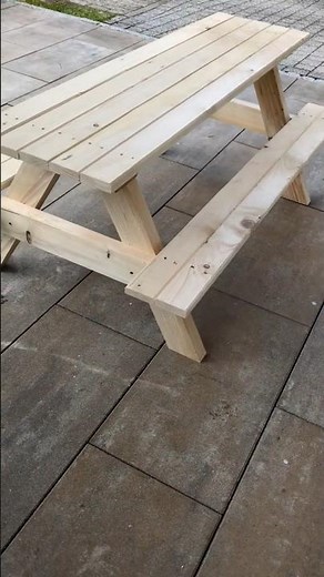 Gartenbank Picknickbank Holzbank massiv selber bauen DIY