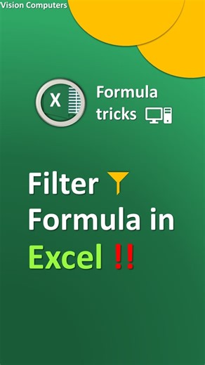 Filter formula use in Excel ! Save your time using this formula Excel, Excel tips, Excel tricks, Excel Tutorials, Excel functions, Excel formula #Excel #exceltricks #exceltips #excelhacks #ExcelForBeginners #msexceltricks #msexcelformulas #AdvanceExcel #msexcel #excelformula #excelformulas | Vision Computers
