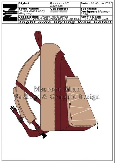 Unisex Triangle Crossbody Bag Design - By Masroor Khan