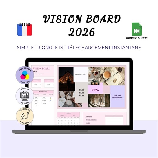Vision Board 2026 Digital Planner Goal Planner Template Google Sheets French - Etsy France