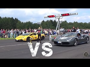 Ferrari 488 GTB VS Lamborghini Huracán Novitec Torado - DRAG RACE!