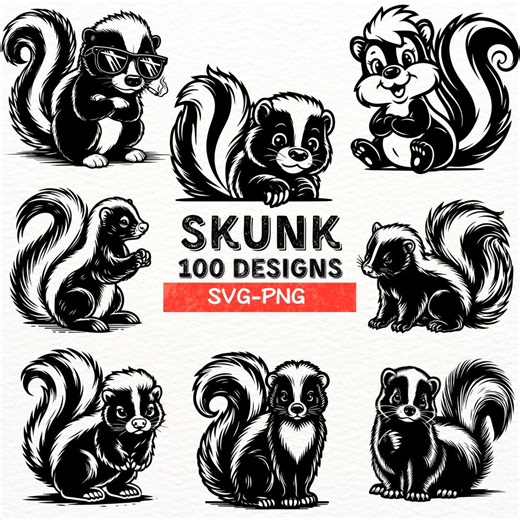 Skunk SVG Bundle, 100 Skunk Designs, Cute Skunk Clipart, Wildlife Animal Skunk PNG, Skunk Vector Art, Instant Download, Cricut Files - Etsy