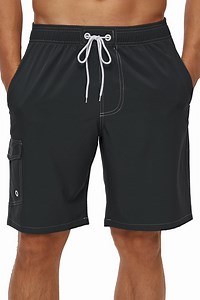 Tyhengta Men's Quick Dry Swim Trunks Mesh Lining Beach Board Shorts with Pockets Carbon gray M