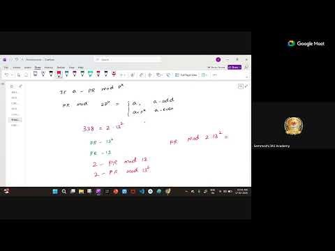 Semmozhi IAS Academy - Algebra - Primitive Roots - Class 3