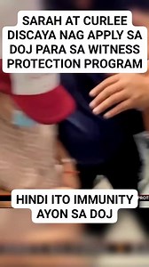 134 reactions · 10 comments | Nag-a-apply sa witness protection program sa Department of Justice (DOJ) ang mag-asawang Sarah at Curlee Discaya. Paglilinaw ng ahensya, hindi immunity ang witness protection #ghostfloodcontrolprojects #dpwhfloodcontrol #DPWHCorruption #corruptgovernment #GhostProjects #FloodControlProjects #highlights #dpwhghostproject #highlight #highlights2025 | Donald Aljo Mosende | Facebook