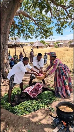 Massive Herero Tribe Buffalo Feast 🐃🔥#triballife #tribalfeast #shorts
