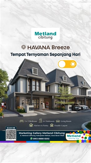 Perumahan Metland Cibitung on Instagram: "Tempat ternyaman sepanjang hari untuk pulang dan beristirahat. Hunian dengan suasana yang hidup dari pagi hingga malam. Datang dan rasakan langsung momen terbaik keluarga di Havana Breeze sekarang! ✅ Harga mulai Rp 1 M-an* ✅ FREE PPN* ✅ FREE Biaya-Biaya* ✅ FREE AC* ✅ Smart Home System* *S&K Berlaku Central Business District & Transit Oriented Development Project 📍Metland Cibitung Marketing Gallery Jalan Boulevard Raya Metland Cibitung Bekasi 17520 WA :