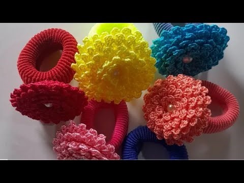 طريقة عمل ربطة شعر كروشيه قطيفة 🎀 تصميم بسيط وراقي | DIY Velvet Crochet Hair Tie for School