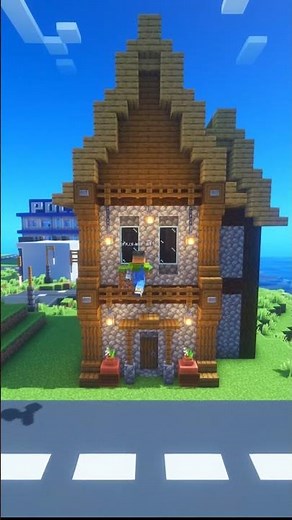 Building a Cozy 2-Story Wooden House in Minecraft! 🏡 (Full Interior!) #minecraftbuildingtutorial