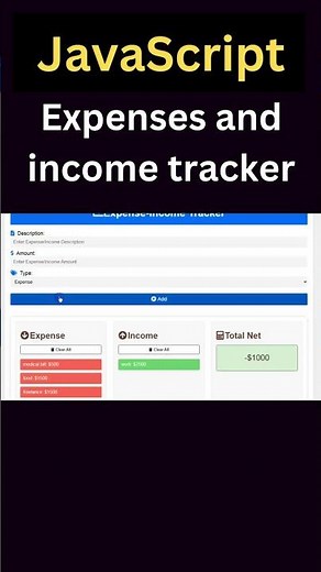 JavaScript Expenses And Income Tracker | #javascript #js #html #css #coding #code #coder #webdesign