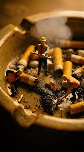 Incredible Miniature World Inside an Ashtray! 🚬👷 Macro Art