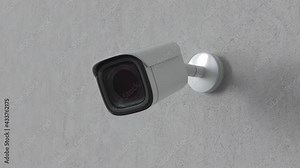 3d rendering security camera or cctv camera on wall 4k footage
