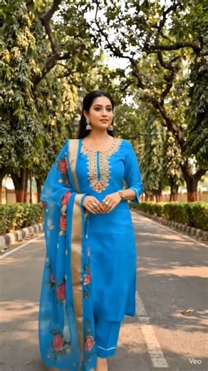 A-Line Kurta Set with Chanderi Dupatta 💙 | #kurta #kurtaset #kurti