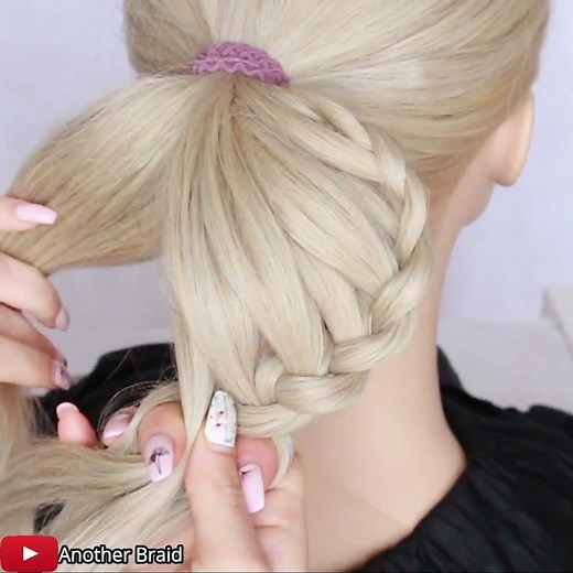 😱 Braided Flower Bun 😱 Wedding Prom Updo Hair Tutorial by Another Braid #shorts