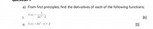 a) From first principles, find the derivatives of each of the f... | Filo