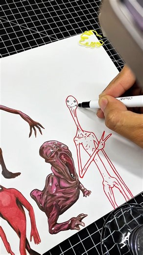 Drawing Evil Baby Vs Very Scary Man 😨 #trevorhenderson #horror #creepy #drawing