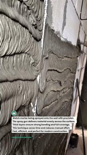 High-Speed Mortar Spray Application! #construction #plastering #tools