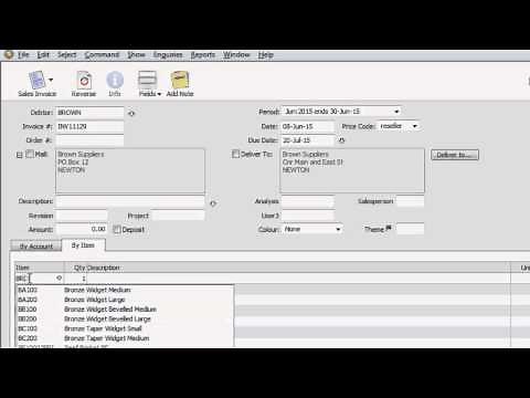 Moneyworks- How to Enter an Invoice