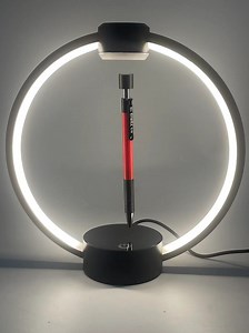 [Hot Item] Black Round Metal Magnetic Suspension Floating Pen Display Rack with LED Light