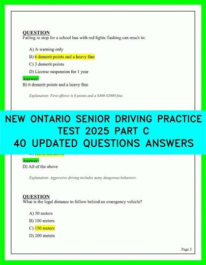 Ontario Senior Driver's Test 2025: Pass Part C With 40 Updated Questions and Answers